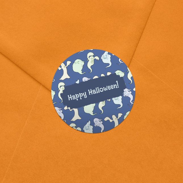 Ghosts Spuk Halloween Pixel Art Muster Runder Aufkleber (Von Creator hochgeladen)