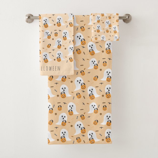 Ghosts Trick oder behandeln Pumpkin Pail Muster Badhandtuch Set (Insitu)