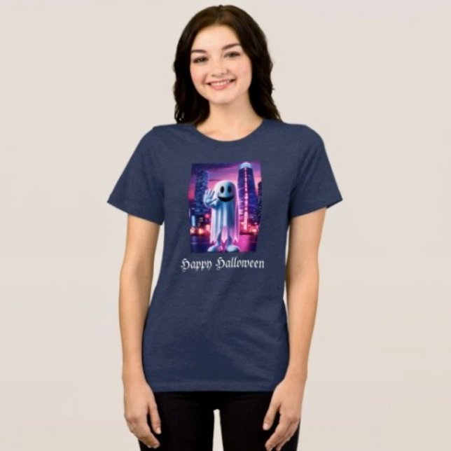 Ghosty Wave & Urban Lights Tri-Blend Shirt (Comfy tri-blend women’s tee feminine fit, scoop neck, short sleeves, relaxed fit.  
)