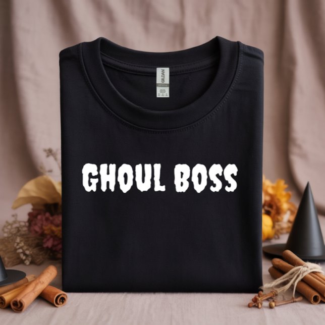 Ghoul Boss White Typografy halloween T-Shirt (Von Creator hochgeladen)