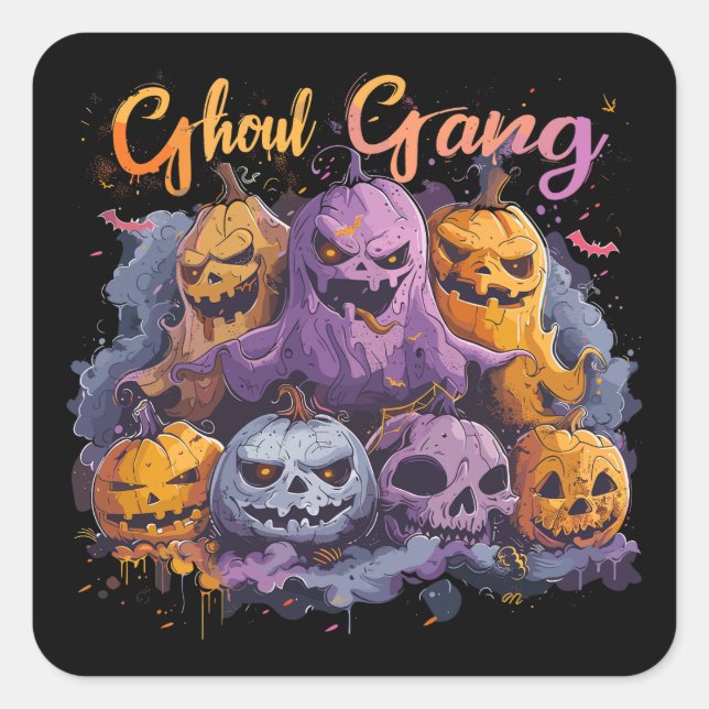 Ghoul Gang  | ExDesigner | Halloween Quadratischer Aufkleber (Vorderseite)