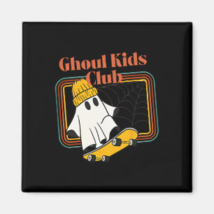 Ghoul Kids Club Skater Halloween Cool Ghost Skateb Magnet