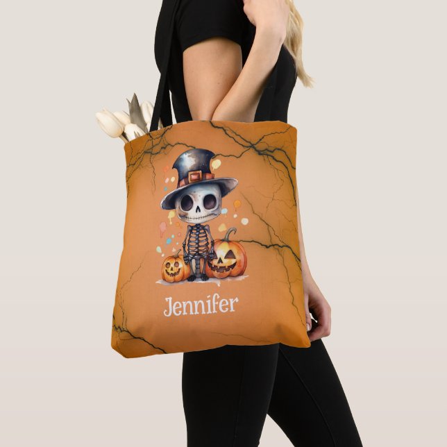 Ghoul und Jack-O' Lanterns Orange Black Halloween Tasche (Von Nahem)