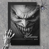 Ghoulish Gargoyle Black & White Halloween-Party