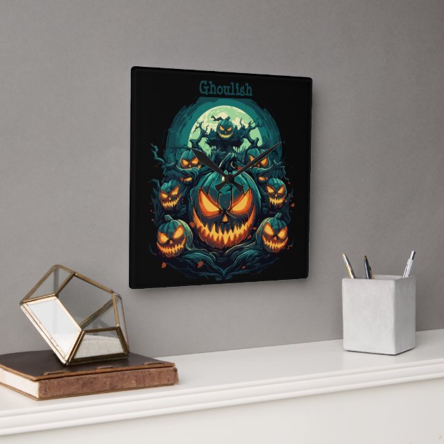 Ghoulish Glare Quadratische Wanduhr (Büro)