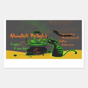 Ghoulish grünes Halloween-Backen beschriftet Rechteckiger Aufkleber