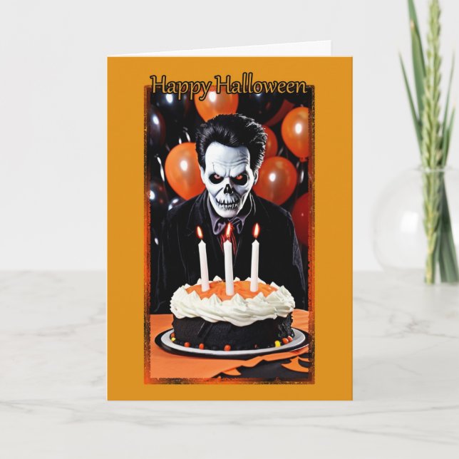 Ghoulish Happy Birthday auf Halloween Card Karte (Vorderseite)