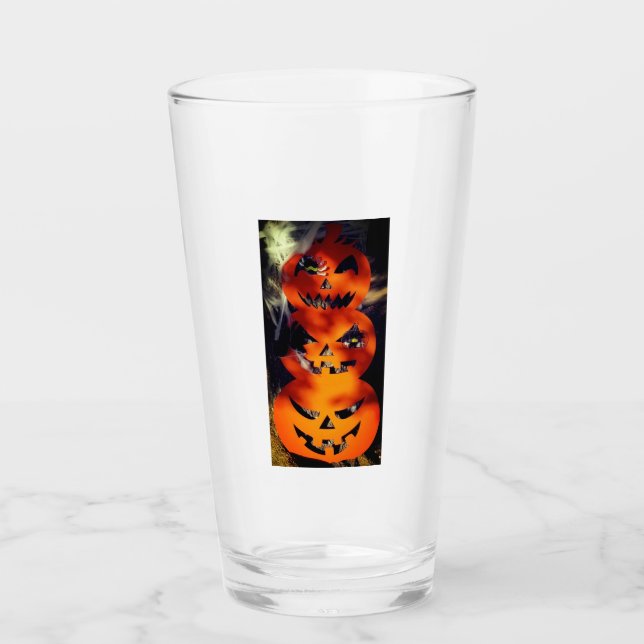 Ghoulish Jack-O-Lantern Stack Glass Cup Glas (Vorderseite)