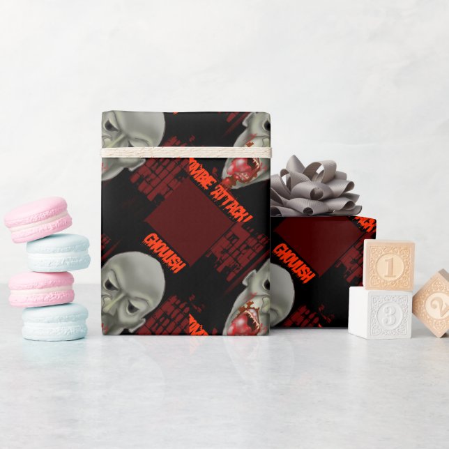 Ghoulish Zombie Attack Geschenkpapier (Babyparty)