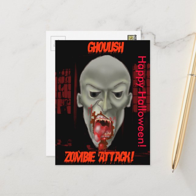 Ghoulish Zombie Attack Postkarte (Vorderseite/Rückseite Beispiel)