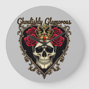 Ghoulishly Glamour, Halloween Elegandesign Große Wanduhr