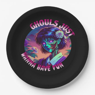 Ghouls einfach nur Spaß haben - Slogan Quote Style Pappteller