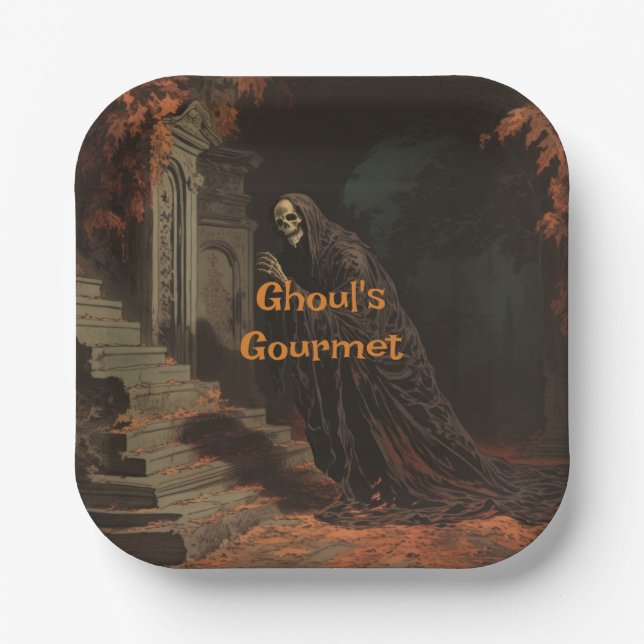 Ghouls Gourmet-Halloween-Vintages Phantom in Krypt Pappteller (Vorderseite)