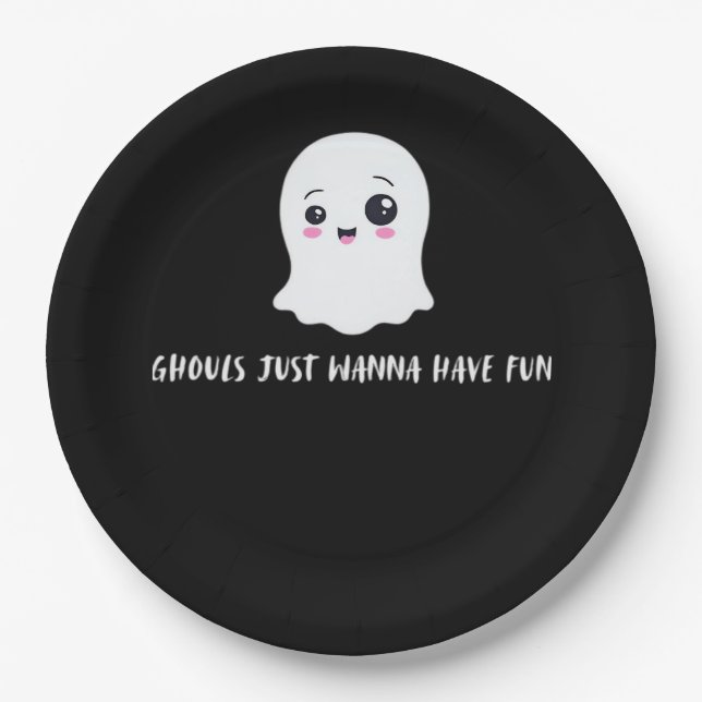Ghouls haben nur Spaß am schönen Herbst Pappteller (Vorderseite)