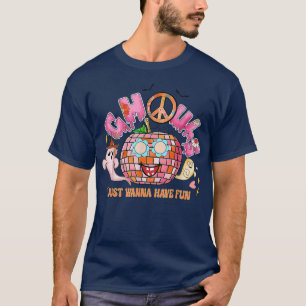 Ghouls Just Wanna haben Spaß Groovy Peace Pumpkin  T-Shirt