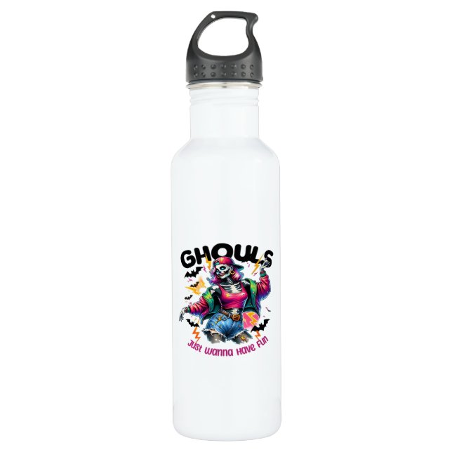 Ghouls Just Wanna haben Spaß Halloween Vibes Edelstahlflasche (Vorderseite)