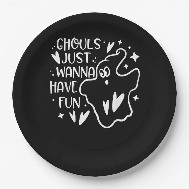 Ghouls Just Wanna haben Spaß lustige Halloween Pappteller (Vorderseite)