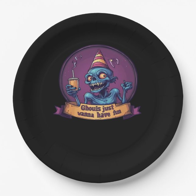 Ghouls Just Wanna hat Spaß Sloth & Funny Pappteller (Vorderseite)