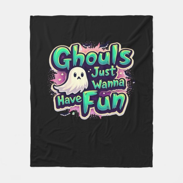 Ghouls just wanna Have Fun - Retro Halloween Fleecedecke (Vorderseite)