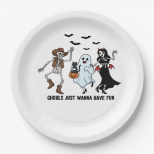 Ghouls just wanna have fun - tanzender Skelettlöff Pappteller