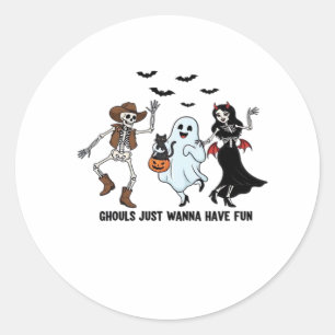 Ghouls just wanna have fun - tanzender Skelettlöff Runder Aufkleber