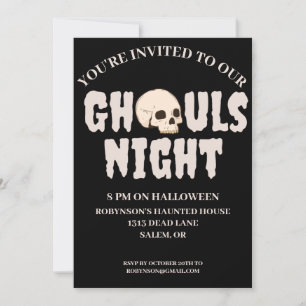 Ghouls Night Black & White Halloween Party Einladung