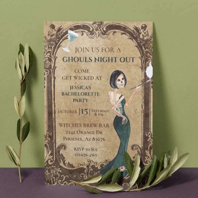 Ghouls Night out Bachelorette Halloween Skelett Einladung (Von Creator hochgeladen)