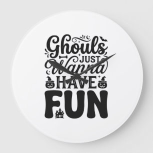 Ghouls wollen nur Spaß haben Vintage Halloween SVG Große Wanduhr