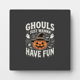 Ghouls wollen nur Spaß Halloween-Kürbis Fotoplatte