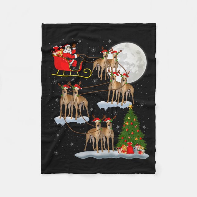 Ghound Dog Santa Sleigh Flying Funny Magical Chris Fleecedecke (Vorderseite)