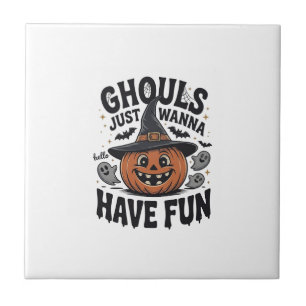 Ghule wollen nur Spaß haben Halloween-Kürbis-Geist Fliese