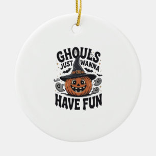 Ghule wollen nur Spaß haben Halloween-Kürbis-Geist Keramik Ornament