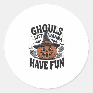 Ghule wollen nur Spaß haben Halloween-Kürbis-Geist Runder Aufkleber