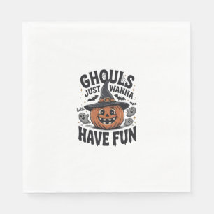 Ghule wollen nur Spaß haben Halloween-Kürbis-Geist Serviette