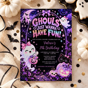 Ghule wollen nur Spaß haben Mädchen Halloween Gebu Einladung