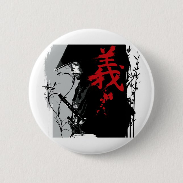 GI dunkler Samurai-Knopf Button (Vorderseite)