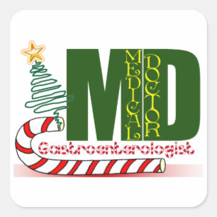 GI GASTROENTEROLOGIST MERRY CHRISTMAS QUADRATISCHER AUFKLEBER