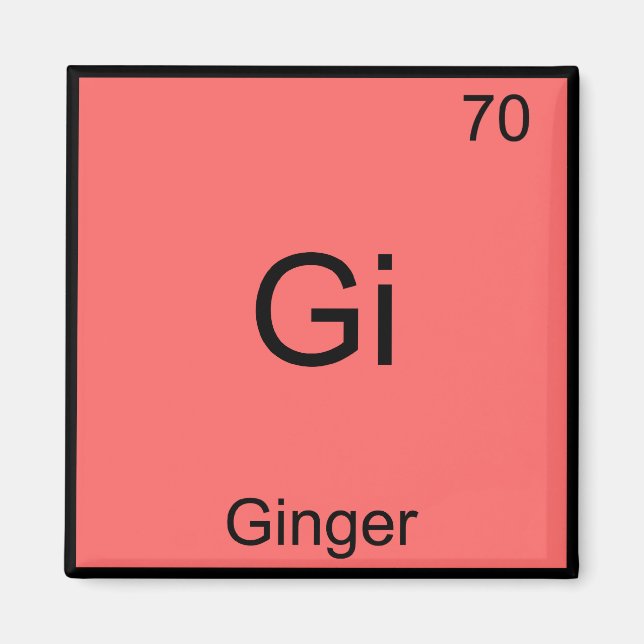 Gi - Ginger Funny Chemistry Element Symbol T - Shi Magnet (Vorne)
