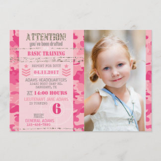 GI Jane Army Camouflage Militär Geburtstag Einladung