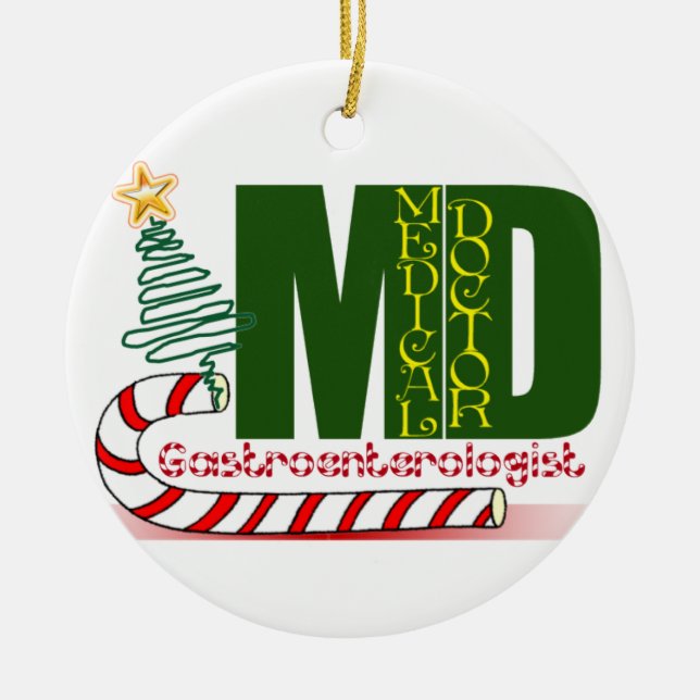 GI-MD CHRISTMAS ORNATION GASTROENTEROLOGISTISCHER  KERAMIKORNAMENT (Vorne)