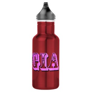 Gia, Pink Girls Name Logo, Edelstahlflasche