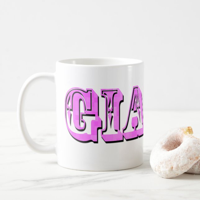 Gia, Rosa-Logo, Kaffeetasse (Mit Donut)