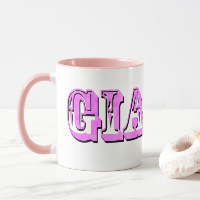 Gia, Rosa-Logo, Tasse (Mit Donut)