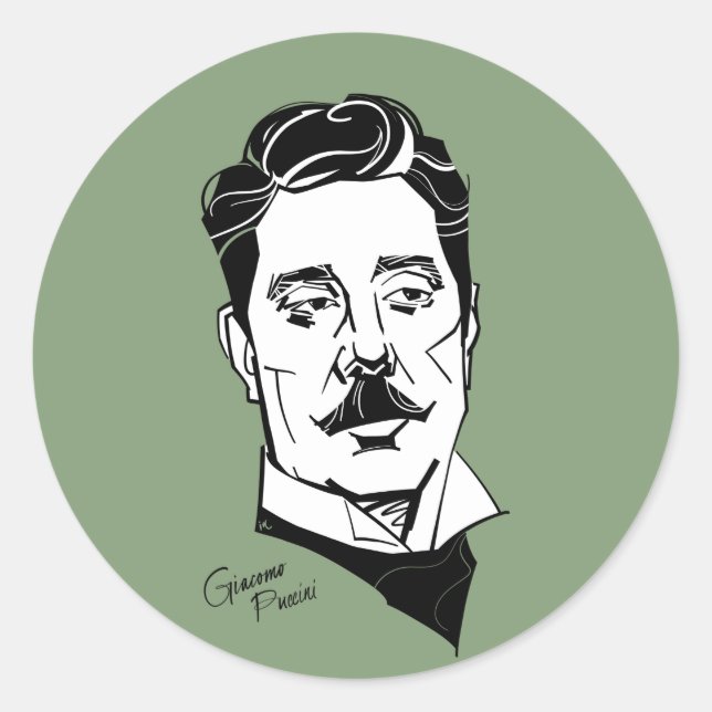Giacomo Puccini Runder Aufkleber (Vorderseite)