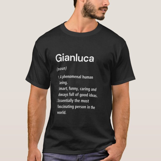 Gianluca Name Definition Funny Dictionary T-Shirt (Vorderseite)