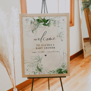 GIANNA Ätherisches Grün Baby Shower Willkommen Poster