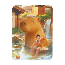 Giant Capybara - Hot Spring Illustration Magnet