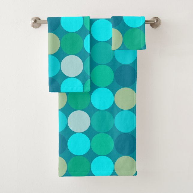 Giant Dots aus dem Mittelalter, Türkis, Aqua & Bei Badhandtuch Set (Insitu)