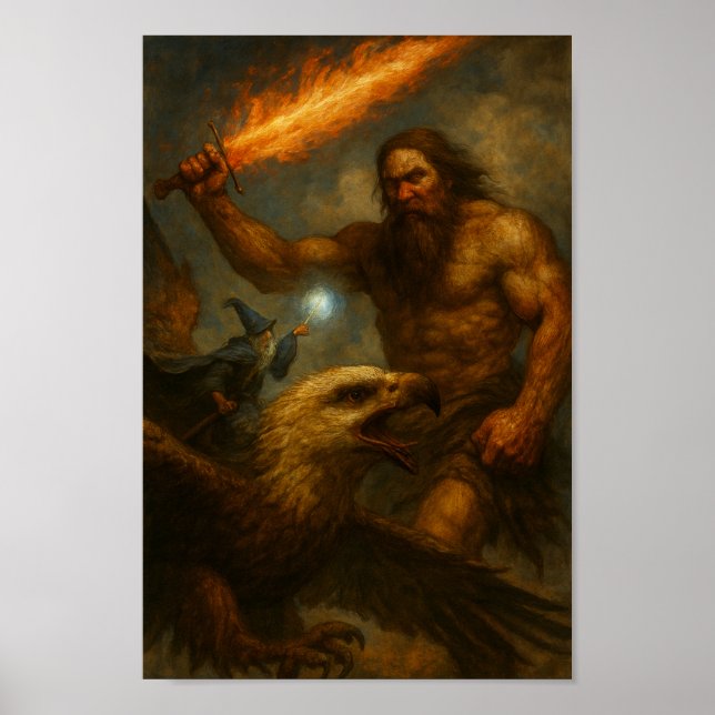 Giant fighting a Wizard Poster (Vorne)