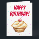 Giant Funny Cupcake Happy Birthday Card Karte<br><div class="desc">Ein festlicher Kuchen schmückt diese lustige Geburtstagskarte. Diese Geburtstagskarte ist ideal für Männer und Frauen jeden Alters. Das Design stammt aus der Originalkunst.</div>